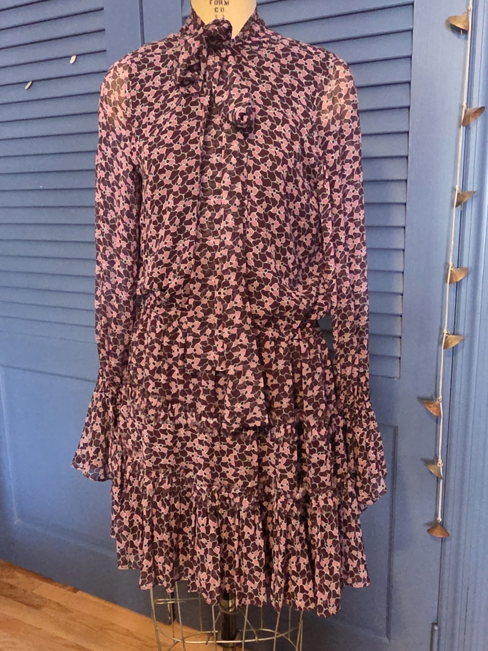 Alexis NWOT Elida Tie-Neck Chiffon Silk Mini Dress - Size L